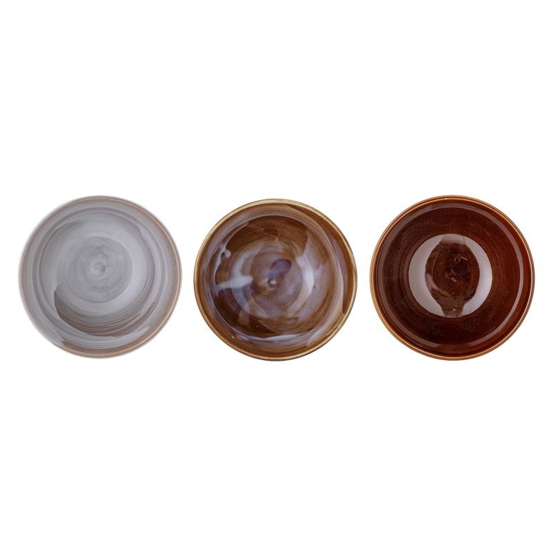 Bloomingville, Lotus Skålar 13,5 cm Brun/Vit Stengods 24-pack, 500 ml