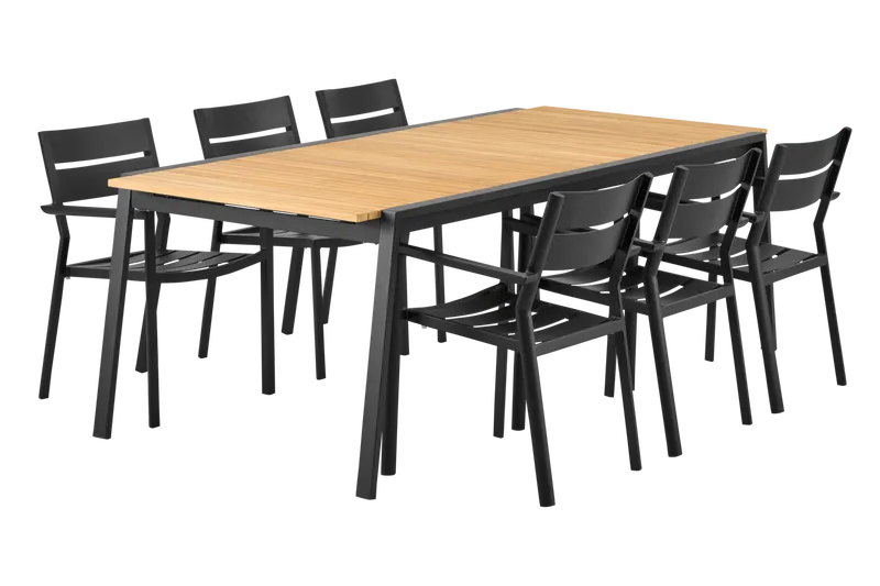 Brafab Naos matbord 100x220-320 cm svart/teak