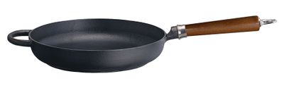 Ronneby Bruk, Maestro Stekpanna Gjutjärn 28 cm Rund Kant & Brunt Trähandtag