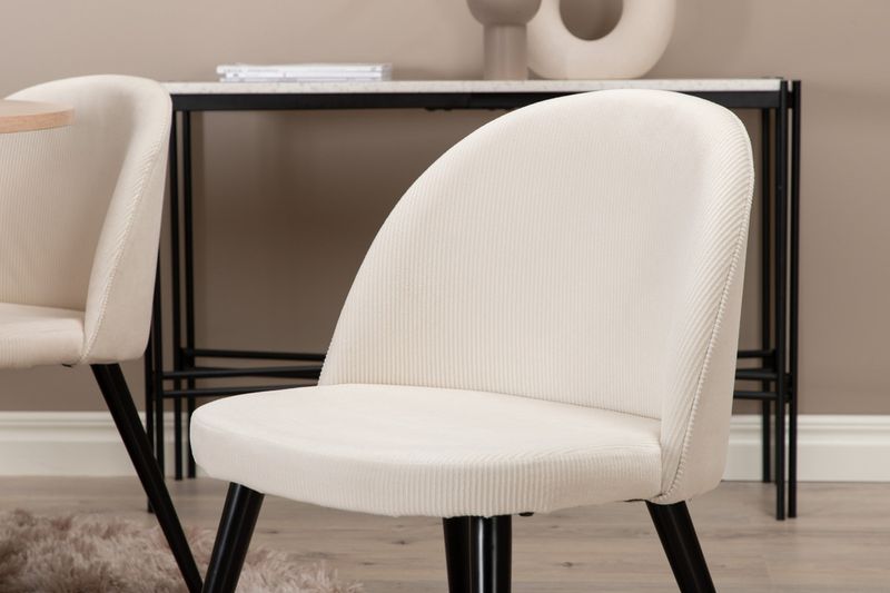 Venture Home Bianca & Velvet Runt Matbord ⌀110 Vitputsad + 4 st Matstolar Grädde