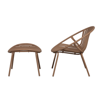 WOOOD Bruce Trädgårdsfåtölj med Fotpall - Laxrosa