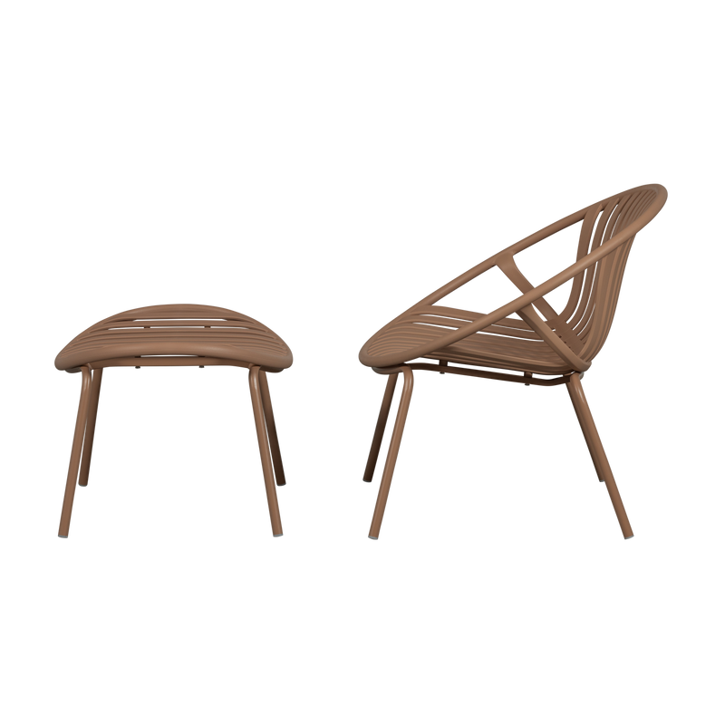 WOOOD Bruce Trädgårdsfåtölj med Fotpall - Laxrosa