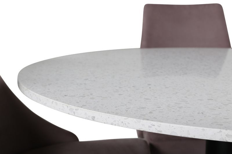 Venture Home Leone & Razzia 4 st Matstolar Gammelrosa + Runt Matbord ⌀106 Vit