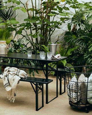 Nordal bord/bänkset - svart, storlek L