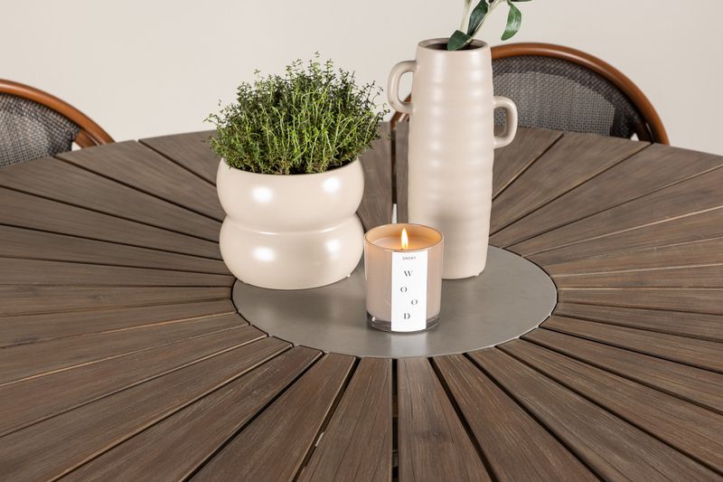Venture Home Rosario & Guarda Runt Matbord ⌀140 Brun + 6 st Caféstolar Svart