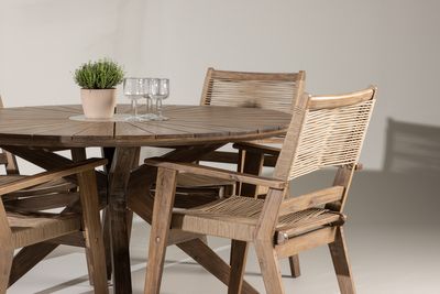 Venture Home Rosario & Peter Runt Matbord ⌀140 Brun + Matstolar 4-pack Brun