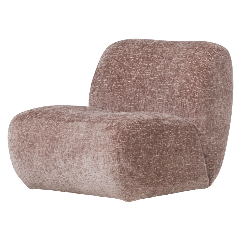WOOOD NOMU Fåtölj - Craquele Sammet Ljusrosa