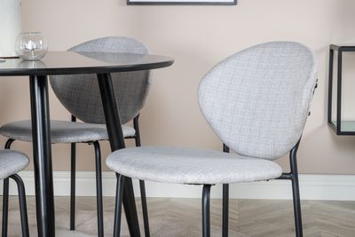 Venture Home Vault & Plaza 4 st Matstolar Grå + Runt Matbord ⌀100 Svart