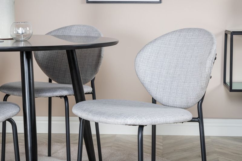 Venture Home Vault & Plaza 4 st Matstolar Grå + Runt Matbord ⌀100 Svart