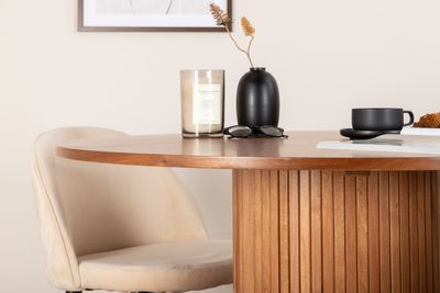 Venture Home Bianca & Velvet Runt Matbord ⌀110 Valnöt + 4 st Matstolar Beige