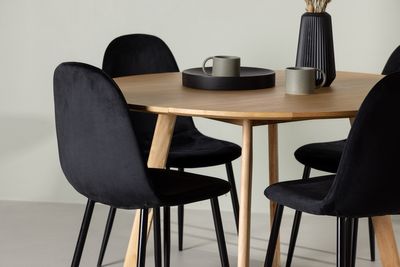 Venture Home Polar & Yakidon 4 st Matstolar Svart + Runt Matbord ⌀120 Brun