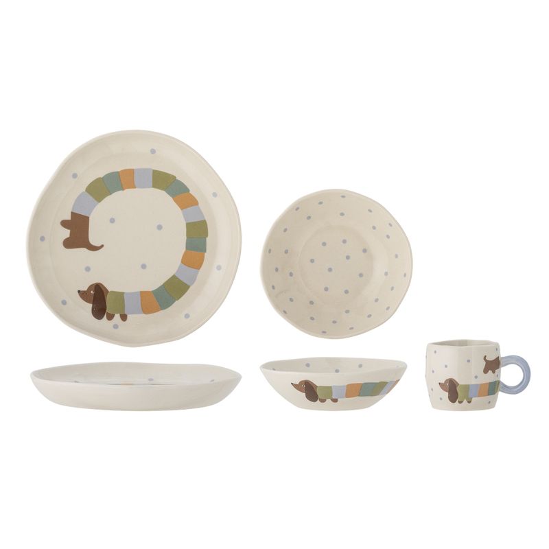 Bloomingville Mini Charlie Tableware Set, Blå, Stengods - 6-pack