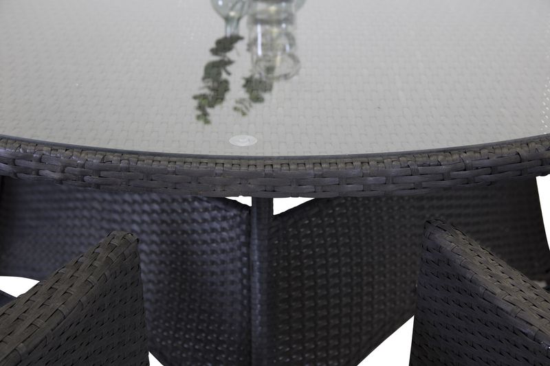 Venture Home Volta & Malin Runt Matbord ⌀150 Svart + 6 st Matstolar Svart