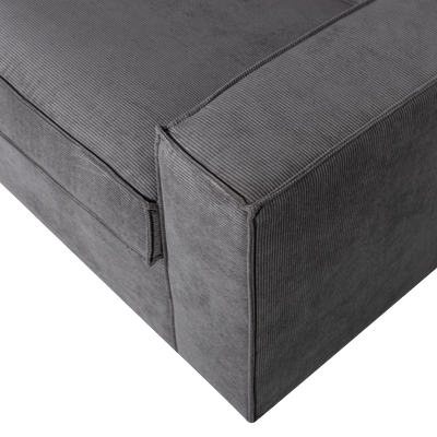 WOOOD Thomas Hörnsoffa Ribbstickad Tyg Vänster Mörkgrå