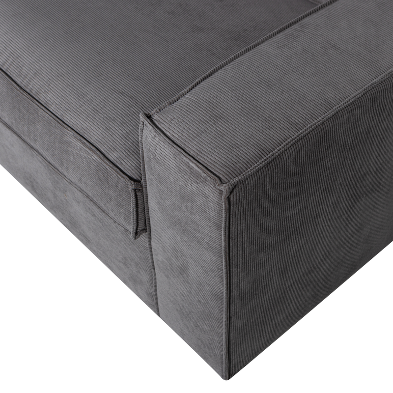 WOOOD Thomas Hörnsoffa Ribbstickad Tyg Vänster Mörkgrå