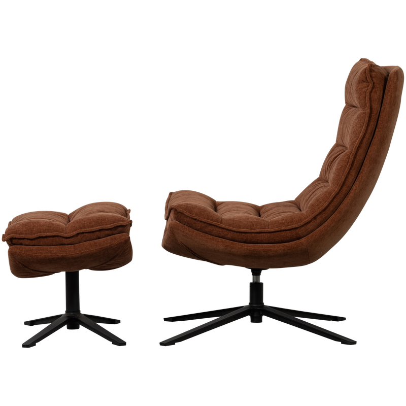 WOOOD KUBE Svängbar Fåtölj med Fotpall - Brun