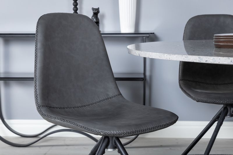 Venture Home Razzia & Polar Runt Matbord ⌀106 Grå + 4 st Matstolar Svart