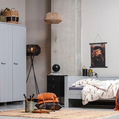 WOOOD Zola Sängbord med Låda och Dörr i Svart