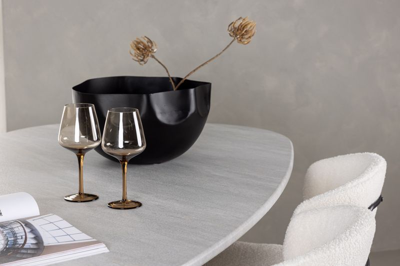 Venture Home Chico & Grönvik 4 st Matstolar Vit + Ovalt Matbord 180 x 90 Ljusgrå