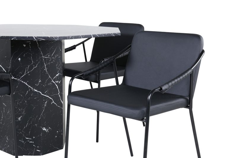 Venture Home Tvist & Marbs 4 st Matstolar Svart + Runt Matbord ⌀110 Svart