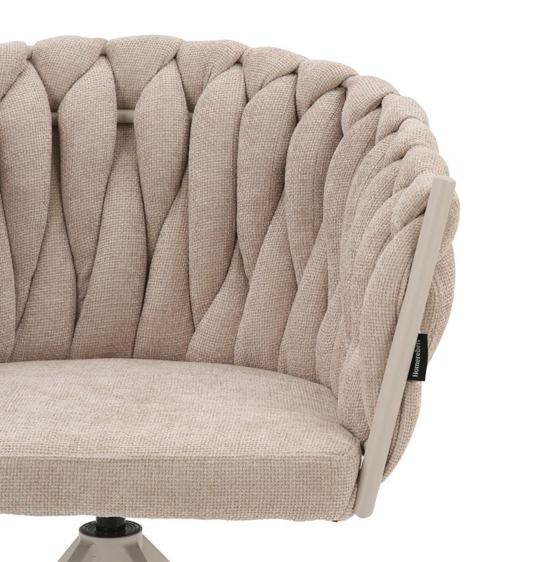 Homerebels Wave Chair Matstol Beige – Flätad rygg & 360° roterbar