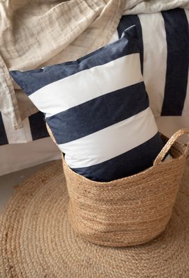 Borganäs Block Stripe Påslakanset Marinblå 150x210 cm
