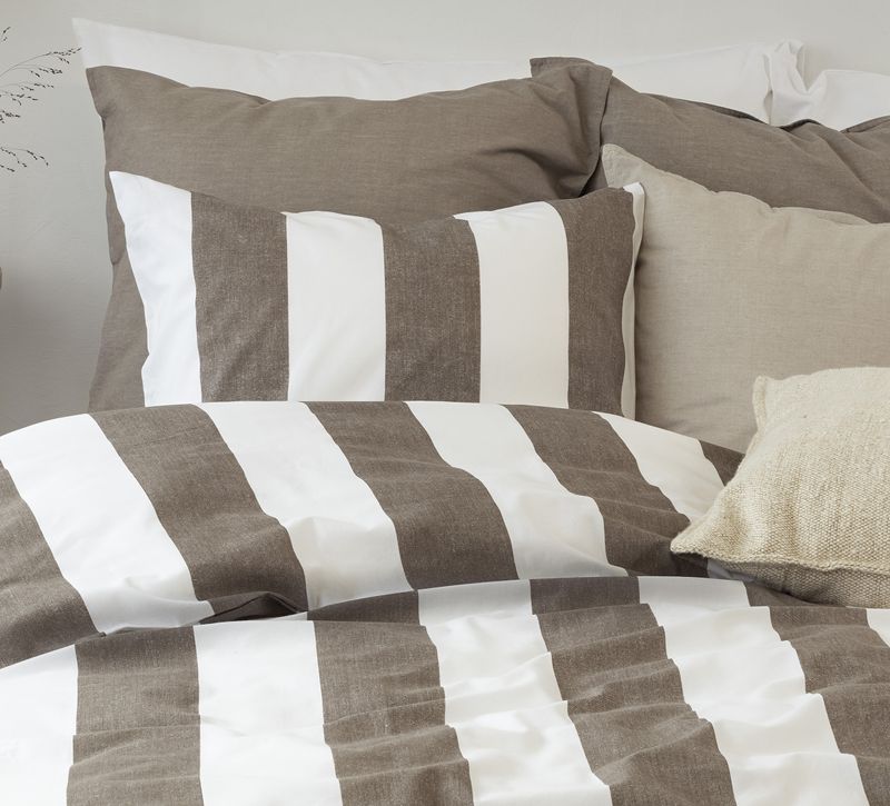 Borganäs Mönstrat Block Stripe bomullspåslakanset Brun 150x210 cm 2 delar