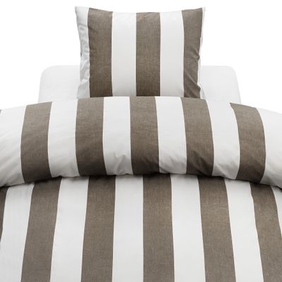 Borganäs Mönstrat Block Stripe bomullspåslakanset Brun 150x210 cm 2 delar