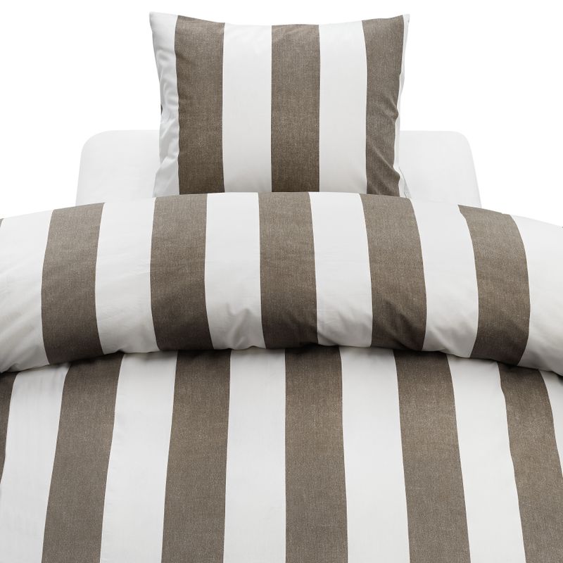 Borganäs Mönstrat Block Stripe bomullspåslakanset Brun 150x210 cm 2 delar