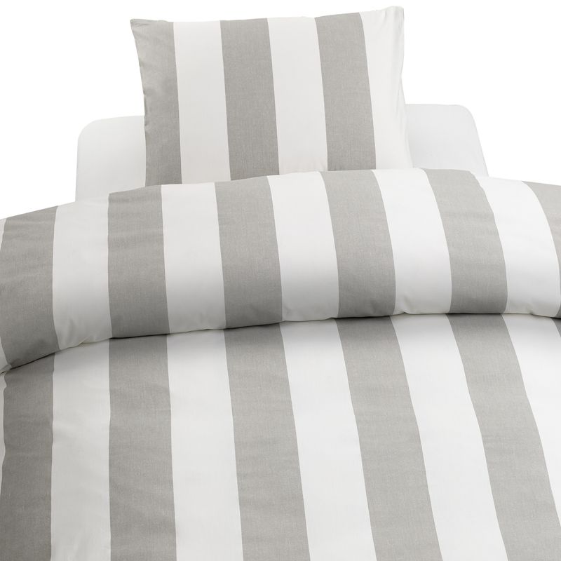 Borganäs Block Stripe Påslakanset Grå 150x210 50x60