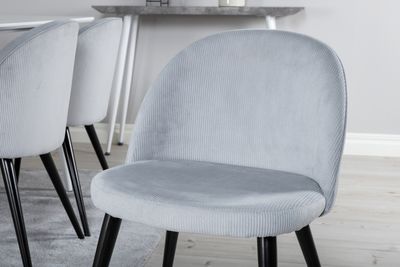 Venture Home Polar & Velvet Rektangulärt Matbord 180 x 90 Vit + 6 st Matstolar Ljusgrå