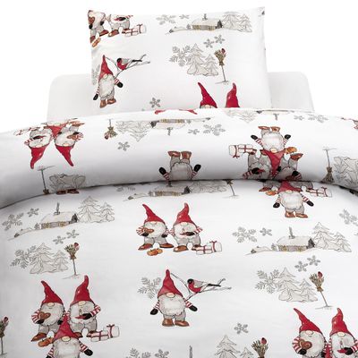 Borganäs Frosty Christmas Påslakanset Vit 150x210 50x60