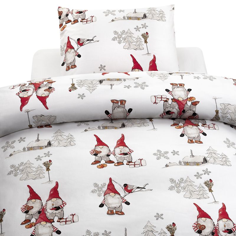 Borganäs Frosty Christmas Påslakanset Vit 150x210 50x60