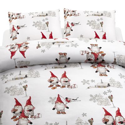 Borganäs Frosty Christmas bomullspåslakanset vit 220x210 cm 3 delar