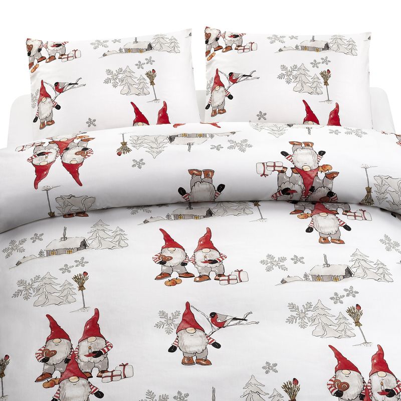 Borganäs Frosty Christmas bomullspåslakanset vit 220x210 cm 3 delar