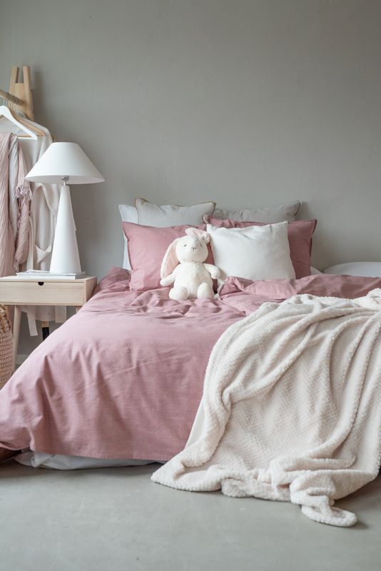 Borganäs Washed Påslakanset Ny Rosa 150x210 50x60
