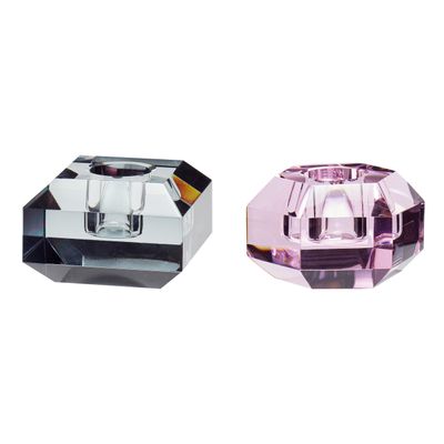 Hübsch Gem Ljusstakar Rosa/Grå (set om 2)