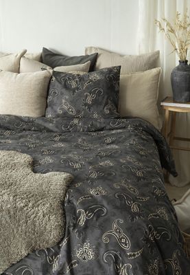 Borganäs Tilly bomull påslakanset svart 150x210 cm 2 delar