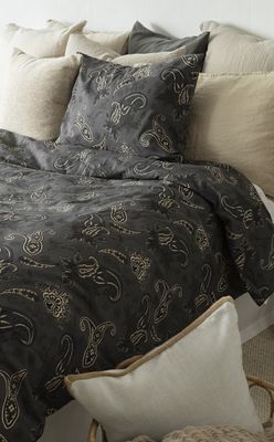 Borganäs Tilly bomull påslakanset svart 150x210 cm 2 delar