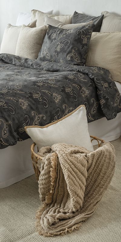 Borganäs Tilly bomull påslakanset svart 150x210 cm 2 delar