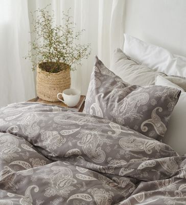 Borganäs Tilly bomull påslakanset sand 150x210 cm 2 delar