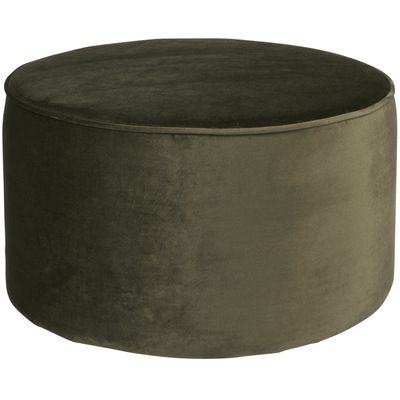 WOOOD SARA Puff Låg 36xØ60 cm Sammet Varm Grön