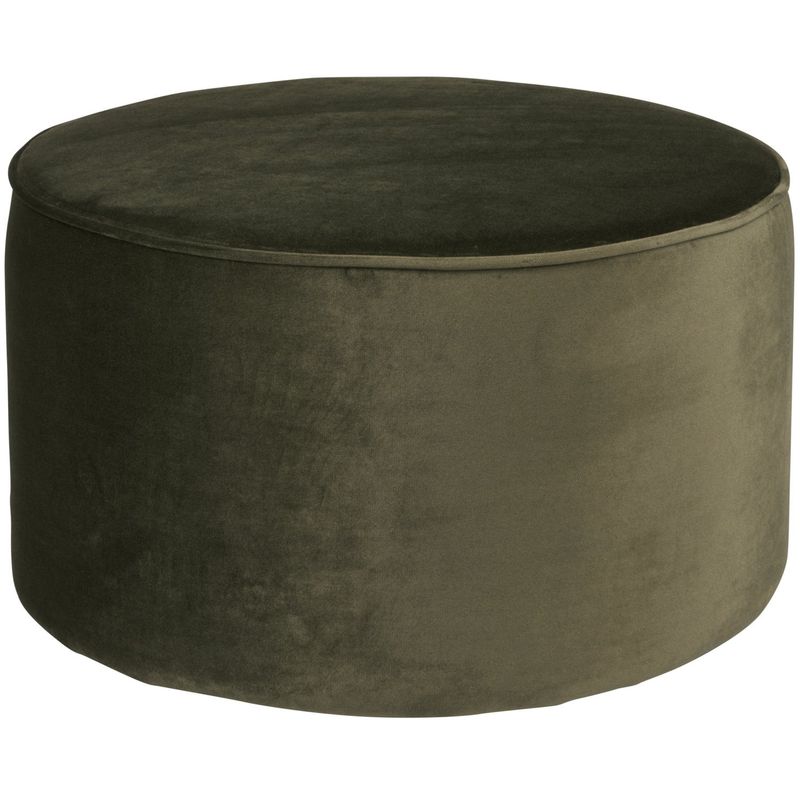 WOOOD SARA Puff Låg 36xØ60 cm Sammet Varm Grön
