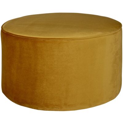 WOOOD SARA Puff Låg 36xØ60 cm Sammet Ockra