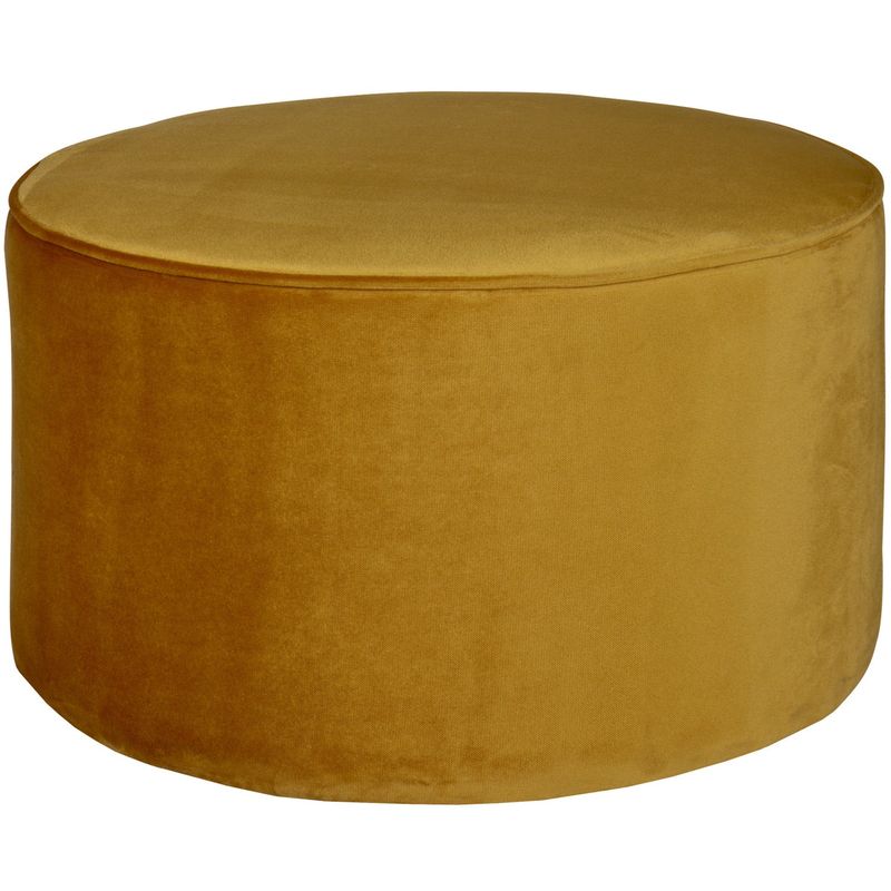 WOOOD SARA Puff Låg 36xØ60 cm Sammet Ockra