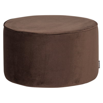 WOOOD SARA Puff Låg 36xØ60 cm Sammet Mörkbrun