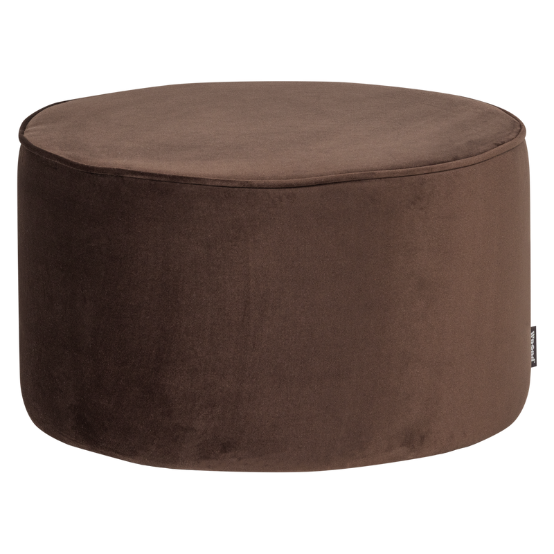 WOOOD SARA Puff Låg 36xØ60 cm Sammet Mörkbrun