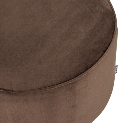 WOOOD SARA Puff Låg 36xØ60 cm Sammet Mörkbrun