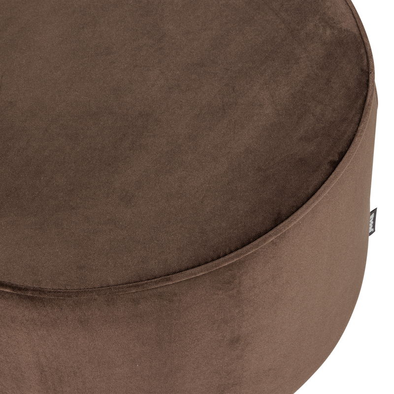 WOOOD SARA Puff Låg 36xØ60 cm Sammet Mörkbrun