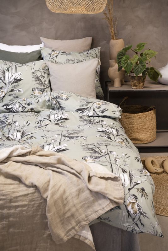 Borganäs Eternity påslakanset i bomull grön 150x210 cm 2 delar